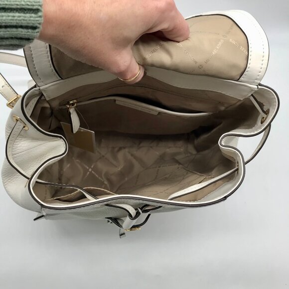 Michael Kors Optic White Pebbled Leather Ginger Backpack